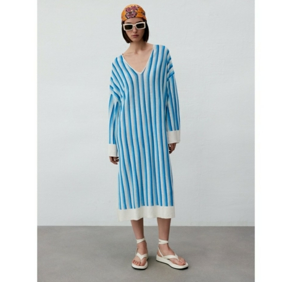 Zara | NWOT Striped Linen Knit Tunic and Pant Set - Picture 10 of 16